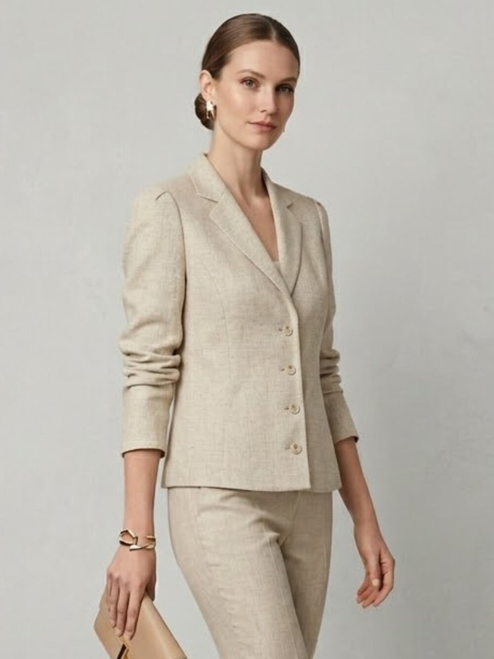 Vintage TJ's California Blazer Flax Blend Ivory size M Resort Boho Hippie